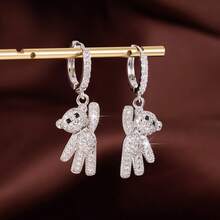 1 Pair Cute Bear Design Cubic Zirconia Stud Earrings For Women - Multicolor - View 10