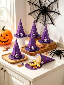 1 Stück/3 Stücke Zaubererhut Süßigkeitenbox Hexenspitzenhut Süßigkeitenbox Party Desserttisch Dekoration Kleine Geschenkbox Halloween Süßigkeiten Aufbewahrungsbox Zaubererhut-förmige Box Halloween Party Souvenir Verpackungsbox - Spitzhut - Übersicht 2