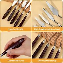Set Pisau Palet Stainless Steel 29 Buah, Set Pengikis Lukisan Profesional untuk Gouache, Akrilik, dan Cat Minyak - Set - View 6