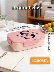 1pc Customizable Flip-Top Bento Box, Supports Artistic Text Customization, Large Customization Area, Portable, Waterproof, Leak-Proof, Suitable For Outdoor, Travel, School, Office, Includes Sauce Cup And Utensils, Four-Sided Lock Design - Multicolor - View 9
