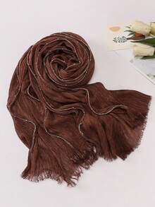 1pc New Dyed Chain Beaded Scarf, Women's Muslim Hijab, Daily Evening Wear, Beach, Sun Protection, Lightweight Soft Shawl, Holiday Gift - Multicolor - View 20