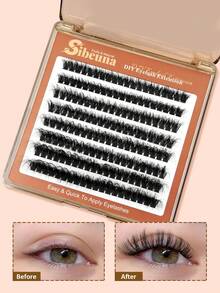 Sibeuna 160片 80D 0.05mm 細軟簇裝假睫毛，12-18mm D捲度單根睫毛接片，濃密睫毛效果，輕盈，DIY居家自行接睫毛 - D - 查看 6