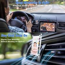 新款汽車出風口磁吸相片夾，通用壓克力冰箱磁鐵透明磁吸拍立得相框，汽車遮陽板相框夾，個性化DIY汽車內飾裝飾相框，情侶禮物，寵物家庭紀念相片 - 出風口 - 查看 7