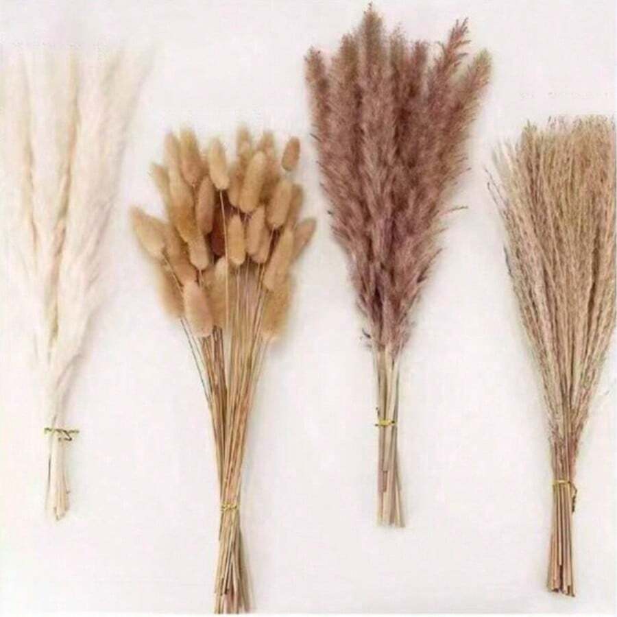 1束棕色人造蒲葦草與兔尾蘆葦花束,波西米亞風蓬鬆仿真花卉裝飾,適用婚禮、居家、餐桌、派對 - Brown - 查看 1