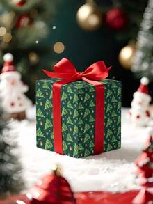 1 Roll Of Christmas Gift Wrapping Paper Featuring Patterns Of Christmas Trees, Small Gift Boxes, Candy Canes;Perfect For Christmas Gift Wrapping,Holiday Party Decor,Home Festive Decoration,DIY Craft,Festive Favour Wrapping Dimensions: 43 Cm X 300 Cm - A - View 7