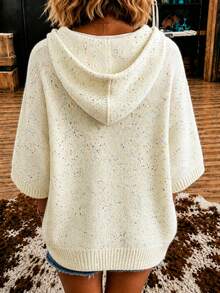 Sweater Pullover Berkerudung Longgar Kasual Serbaguna dengan Tali Serut untuk Perjalanan, Kencan Malam, Liburan, Sehari-hari, Pesta Ulang Tahun, Musim Gugur/Musim Dingin - putih pucat - View 2