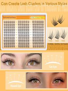 150pcs Manga Lash Clusters Wispy 11-13mm Eyelash Extension Kit Natural Animal Fish Tail Lash Clusters Natural D Curl Individual Lashes Fairy Lash Extension Set - LC - View 2