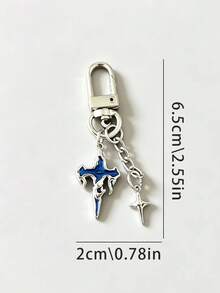 1pcGothic Dripping Cross Keychain, Star-Shaped Pendant, Punk Cool Accessory, Suitable For Both Men And Women - Multicolor - View 3