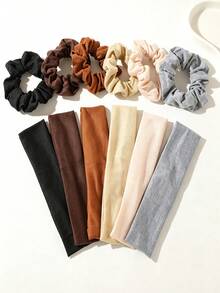 12pcs Solid Color Minimalist Headband Set, Elastic Sports Yoga Headbands (Random Color) For Kids - Multicolor - View 3