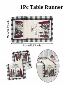 1 buah Taplak Meja Linen Selamat Natal, Taplak Meja Motif Pohon Natal Kotak-kotak Buffalo, Dekorasi Meja Pesta Dapur Ruang Makan Liburan Natal, Taplak Meja Linen Gaya Rumah Pertanian Musim Dingin, Dekorasi Natal, Hiasan Natal - MultiWarna - View 10