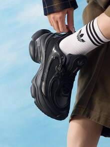Adidas Originals Women's OZVENUZ W Casual Sports Shoes, Lightweight Commuter Running Shoes With Shock Absorption And Rebound For Travel And Exercise, JS2468 - Black/Charcoal Grey/Glossy White - View 3