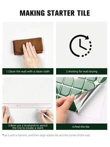 WalDecoo 1/5/10/20pcs 10"X10" Deep Emerald Glossy Octagonal Mosaic Self-Adhesive Wall Tiles, Waterproof Strong Adhesive Backing Easy To Clean, Kitchen Bathroom Splash Wall Decor - Jade Diamond Pattern - View 9