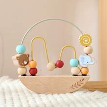 Children's Wooden Beaded Maze Toy, Cute Elephant Lacing Beads Toy, Educational Counting Learning Circle Toy, Improve Hand-Eye Coordination & Focus, Introduce Basic Math Concepts, Christmas, Halloween, Birthday Gift - Multicolor - View 4
