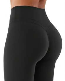 VOYJOY Womens Scrunch Workout Leggings Compression Butt Lifting Mid High Waist 26 Inches Seamless V Back Yoga Pants - 黑色 - 查看 7