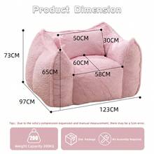 Modern, Minimalist Style. Giant Faux Fur Beanbag/Sofa In A Rug Style. Beanbag With 1 Cushion. No Assembly Required. Smooth Surface. Suitable For Living Rooms, Bedrooms, And Apartments. - Pink - View 3