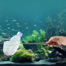 水族魚撈網，可伸縮長手柄，用於捕捉魚類與蝦類，水族箱清潔工具與配件 - 白色 - 查看 2