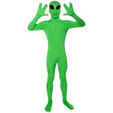 Adult Green ET Alien Unisex Jumpsuit Cosplay Costume Halloween Party Masquerade Bodysuit Suit Jumpsuit Mask Full Set - Multicolor - View 8