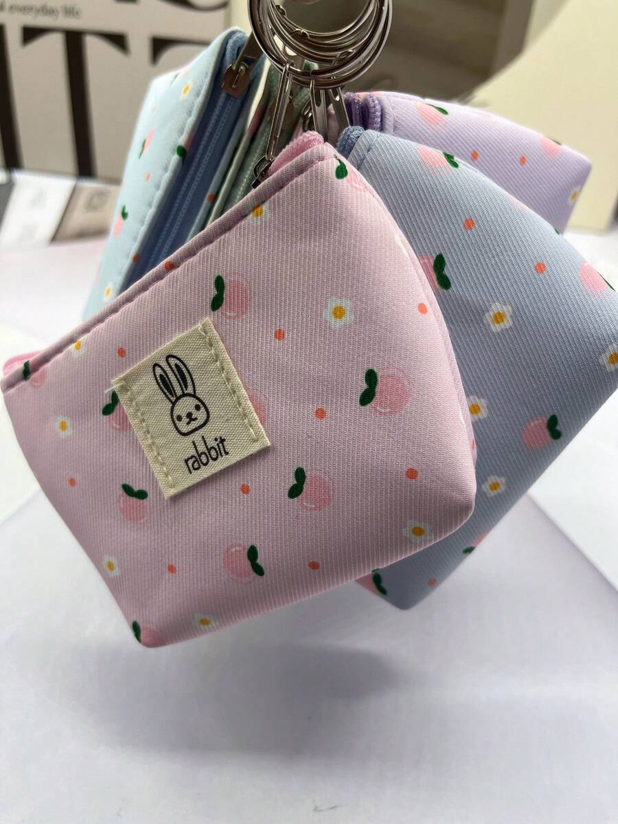 XD 12pcs/6pcs/3pcs/1pc Rabbit Pattern Coin Pouch With Keychain - Casual Fashion, Can Store Keys, Data Cables, Coins And Rings, Multiple Colors Available. Perfect Gift For Friends, Great Value. (Also See: Data Cables, Minimalist Mini Bag, Sanitary Napkin Pouch, Menstrual Pad, Sanitary Napkin Bag, Makeup Bag, Holiday/Winter Cosmetic Organizer, Back To School Supplies) - Multicolor - View 1