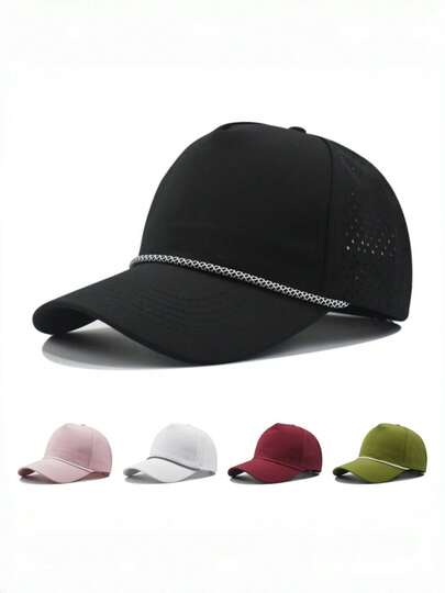 1pc Solid Color Quick-Dry Breathable Rope Duck Bill Golf Hat, Couple Versatile Casual Outdoor Baseball Cap