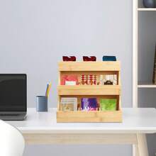Organizer per bustine di tè in bambù a 3 piani, con 9 scomparti di diverse dimensioni, scatola da tavolo a forma di trapezio per caffè, zucchero e spezie - Colore legno - Visualizzare 10