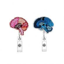 TONAVIETO 2pcs Creative Organ Brain Badge Reel Acrylic Retractable Badge Holder Clip With Swivel Alligator Clip For Student RN LPN CNA MA Medical Worker Teacher Doctor - 2pcs - View 7