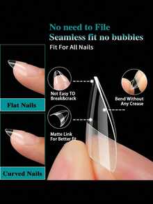 120 pièces/boîte XS Amande Demi-couverture Faux ongles Semi-mat Astuces d'extension de faux ongles Amande super courte Astuces d'ongles en gel souple pour petits lits d'ongles - Transparent - Voir 6