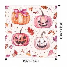 12pcs Pink Halloween Themed Scrapbook Paper - Watercolor Spooky Pumpkin & Ghost Patterns Craft Paper For Junk Journal, Card Making & Photo Album Decor, Halloween Background Paper - A - View 2