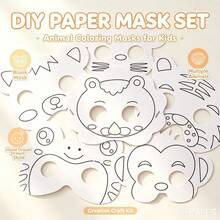 卡通動物面具 DIY 手繪塗鴉 教育興趣培養面具，適合男孩女孩 - 套裝 - 查看 5