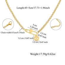 1pc Simple Fashion Round Initial Heart Pin Pendant Golden Stainless Steel Chain Necklaces For Women - Yellow Gold - View 2