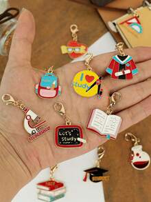 12/24pcs Back To School Keychain Pendant Teacher Appreciation Gift Teacher Key Chain Key Ring Bag Accessories For Women Men Back To School Supplies Creative Gift Holiday Gift Phone Car Accessories - Multicolor - View 2