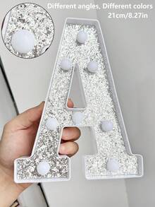 1件 21cm/8.2in 家居裝飾銀色LED字母燈，婚禮求婚裝飾字母燈牌，週年紀念裝飾，節日裝飾，臥室書桌裝飾字母燈，生日派對裝飾數字燈 - 21cm銀色 - 查看 10