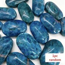 1 buah Batu Telapak Tangan Apatit Biru, Bentuk Acak, Barang Dekoratif, Ukuran Acak, Hadiah Kristal yang Sempurna - Biru - View 7