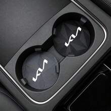 For KIA 2PCS Style Carbon Fiber Car Cup Coasters Anti-Slip Vehicle Cup Holder Inserts For Car Interior Accessories - A - View 1
