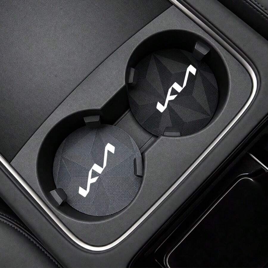 For KIA 2PCS Style Carbon Fiber Car Cup Coasters Anti-Slip Vehicle Cup Holder Inserts For Car Interior Accessories - A - View 1