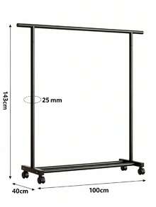 Standard Floor Clothes Rack, Constructed With Thickened 25mm Steel Pipes For Stable Load-Bearing Capacity, Equipped With Universal Casters For Easy Movement And An Extended Crossbar, Suitable For Bedrooms, Laundries And Living Rooms - A - View 11