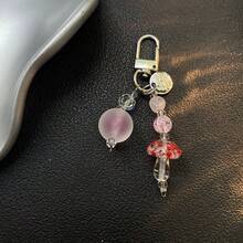 鑰匙圈DIY配件 手工珠飾吊飾 適用手鍊、手機鍊、手機殼掛繩、CCD相機吊飾、耳機保護套、手機防丟繩、包包掛飾，甜美少女風 - 淺粉色 - 查看 1