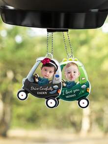 2D Flat, 1pc Personalized Custom Photo And Text Car Ornament, Drive Carefully Car Hanger, Drive Carefully Daddy/Mommy, Car Decor, Gift For Dad/Mom, Drive Carefully, Car Ornament, Daddy Gifts, Ideal Gifts For Family, Friends, For Mother's Day - Multicolor - View 7
