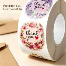 500pcs/Roll Rose Gold Foil Stamped Thank You Stickers, Round Self-Adhesive Gift Seal Stickers, Label Stickers, For Envelope Packaging, Birthday Party, Handmade Crafts, Small Business Product Packaging, Gift Box Stickers - Diverse - View 4