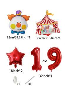 7pcs Circus Theme Foil Birthday Balloons, Suitable For Theme Party, Children's Birthday Party, 100 Days Celebration And Amusement Park Theme Decoration - View 12