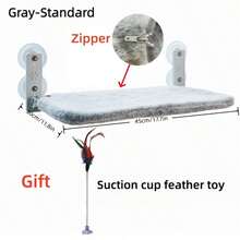 ENSSU 55lbs Capacity Foldable Cat Window Perch, Sturdy Cat Hammock Bed, Upgraded Suction Cups, Easy Assembly, Indoor Cat Tree - Grey - View 23