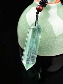 1pc Natural Double Terminated Crystal Column Pendant, Multicolor Fluorite Amethyst Labradorite Raw Stone Necklace With Braided Rope, Energy Crystal Jewelry For Men And Women - Double-pointed Pendant - View 27
