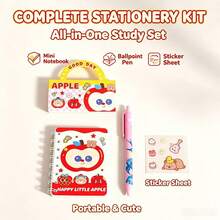 1 Set Apple Stationery Handbag Set, Student Midterm Prize, Classroom Reward, Practical Creative Stationery Set, Gift - Set - View 2