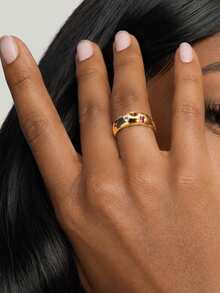 925 Sterling Silver Plated 18K Gold Unique Luxury Vintage Coin Style Colorful Zirconia Ring For Women - Colored  Ring - View 5