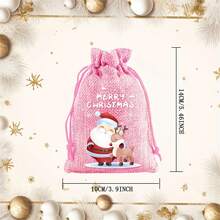 1/8/16pcs,Christmas Decorations, Christmas Tree Decorations, Gift Bags, Burlap Gift Bags, Wedding Burlap Bags, Yarn Drawstring Linen Jewelry Bags, Suitable For Birthdays, Parties - Multicolor - View 3