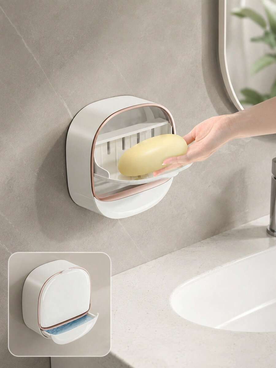 1pc Yellow Duck Shaped Soap Rack,Plastic Material, Suitable For Kitchen Bathroom Countertop Receiving Box, Non-Slip Drain Soap Box Container Bathroom Accessories