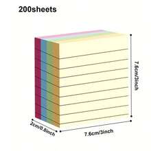 200/100sheets/Pack Lined Sticky Notes , 4 Colors Self Sticky Notes Pad Its, Bright Post Stickies Colorful Big Rectangular Sticky Notes For Laptop Phone Case Notebook Back To School Decor,Student Office Daily To Do List Notepad Stationery - one-size - View 16