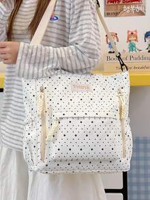 Bolso Tote/Bandolera de Gran Capacidad con Estampado de Letras de Moda Casual, Adecuado para Universidad/Aula/Desplazamiento/Trabajo/Oficina/Vacaciones/Fiesta/Viaje y Otras Ocasiones, Adecuado para Niñas, Estudiantes Universitarias, Mujeres Jóvenes, Perfecto para Llevar Libros, Compras, Útiles Escolares, Bolso Tote de Gran Capacidad, Diseño de Múltiples Bolsillos, Adecuado para Playa, Escuela, Trabajo y Uso Diario. - Blanco - Ver 7