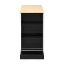 Kitchen Island On Wheels, Kitchen Island With Retractable Dining Corner, Trash Compartment And Drawers, Mobile Freestanding Kitchen Island, Ideal For Kitchen And Dining Room (Black) - 黑色+自然木色 - 查看 9