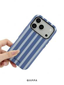 GIIPPA 1件霧藍條紋圖案設計手機殼，適用於Phone 17 Pro Max，兼容Phone 16 Pro Max、15 Pro Max、14 Pro Max，韓系高端時尚趣味手機殼，兼容11/12/13/14/15/16 Pro Max Plus，優雅設計男女皆宜，聖誕節、情人節、復活節、婚禮季及生日送女友的完美禮物！ - 彩色 - 查看 5
