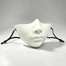 Best-Selling Half-Face Black & White Mask, Perfect Face Shape, Bionic Cosplay, Cyberpunk Mechanical Tech Style Fake Face - View 7